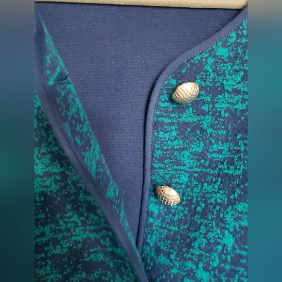 Navy & Teal Lightweight KNIT Button-up Cardigan Style Women's Size 20W - Picture 3 of 12